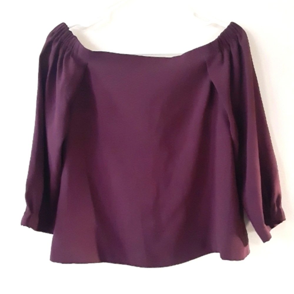 Aritzia Babaton Rodrigo Off shoulder blouse,Burgundy,S,fabric from Japan